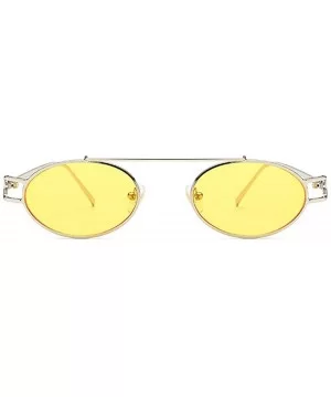 Stylish New Oval Lady Little Circular Glasses Metal Small Round Frame Vintage Men Sunglasses UV400 - Yellow - CQ18QNHGAR5 $10...