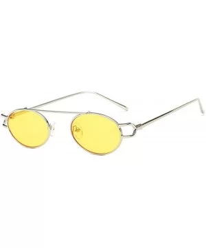 Stylish New Oval Lady Little Circular Glasses Metal Small Round Frame Vintage Men Sunglasses UV400 - Yellow - CQ18QNHGAR5 $10...