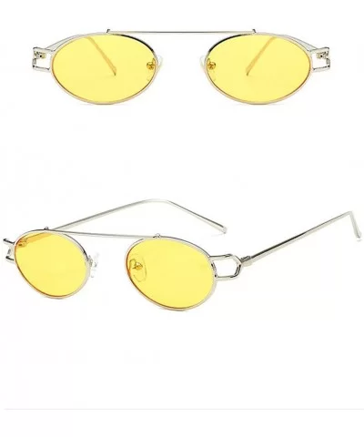 Stylish New Oval Lady Little Circular Glasses Metal Small Round Frame Vintage Men Sunglasses UV400 - Yellow - CQ18QNHGAR5 $10...