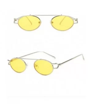 Stylish New Oval Lady Little Circular Glasses Metal Small Round Frame Vintage Men Sunglasses UV400 - Yellow - CQ18QNHGAR5 $10...