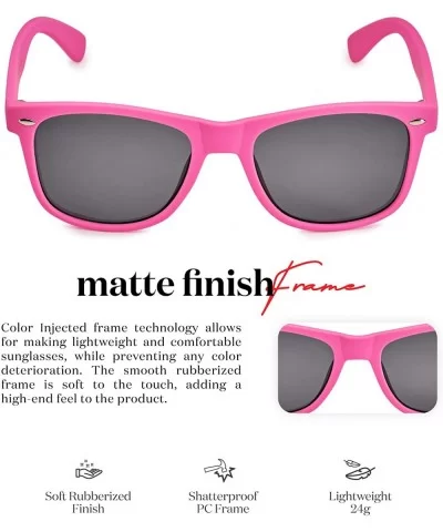 Classic Polarized Sunglasses - Matte Hot Pink - Smoke - CU1960TU3DR $8.82 Rectangular