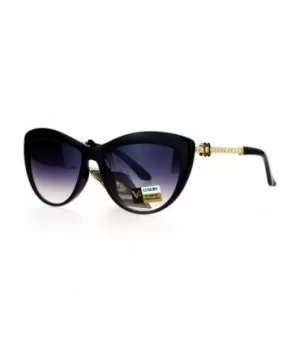 Womens Rhinestone Flower Jewel Cat Eye Sunglasses - Black - C112EO5NXAL $8.46 Cat Eye