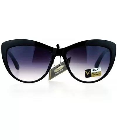 Womens Rhinestone Flower Jewel Cat Eye Sunglasses - Black - C112EO5NXAL $8.46 Cat Eye