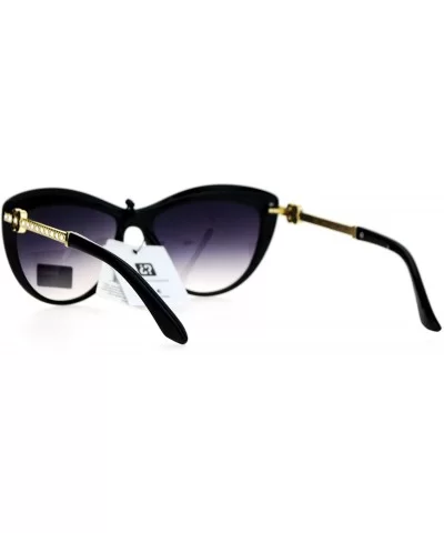 Womens Rhinestone Flower Jewel Cat Eye Sunglasses - Black - C112EO5NXAL $8.46 Cat Eye