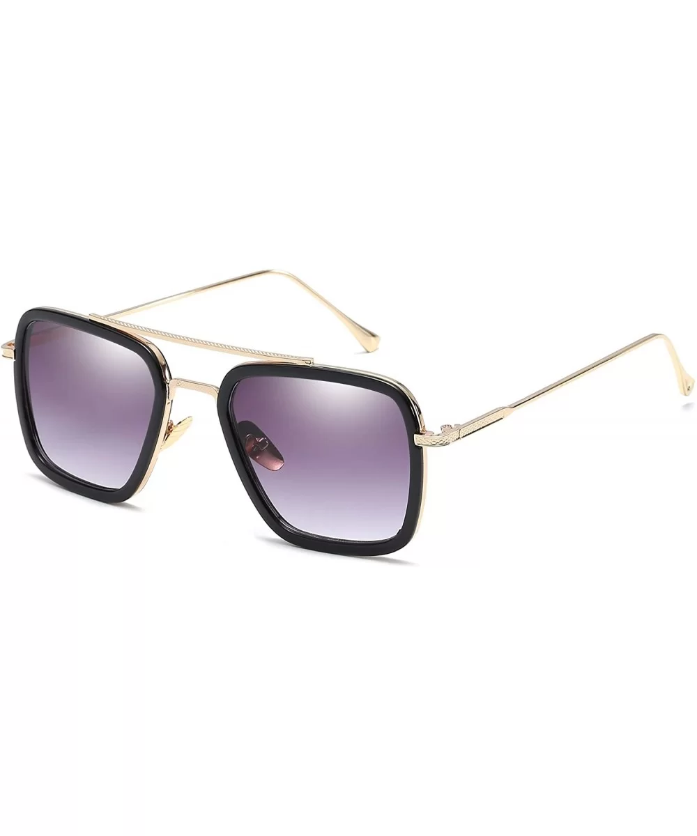 Square Aviator Sunglasses Women Men Metal Frame Classic Retro Sunglasses - Gold Frame/Gradient Grey Lens - CH18SU9CAA4 $11.23...