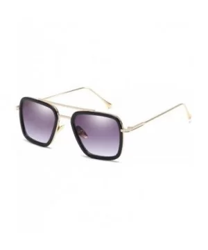 Square Aviator Sunglasses Women Men Metal Frame Classic Retro Sunglasses - Gold Frame/Gradient Grey Lens - CH18SU9CAA4 $11.23...