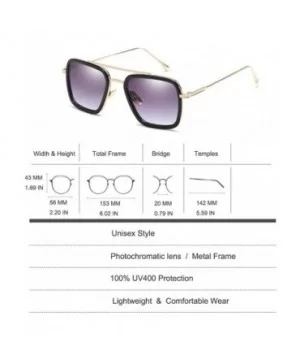 Square Aviator Sunglasses Women Men Metal Frame Classic Retro Sunglasses - Gold Frame/Gradient Grey Lens - CH18SU9CAA4 $11.23...