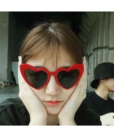 Women Retro Fashion Heart-shaped Shades Sunglasses Integrated UV Glasses - D - C118C0UOSX5 $5.36 Goggle