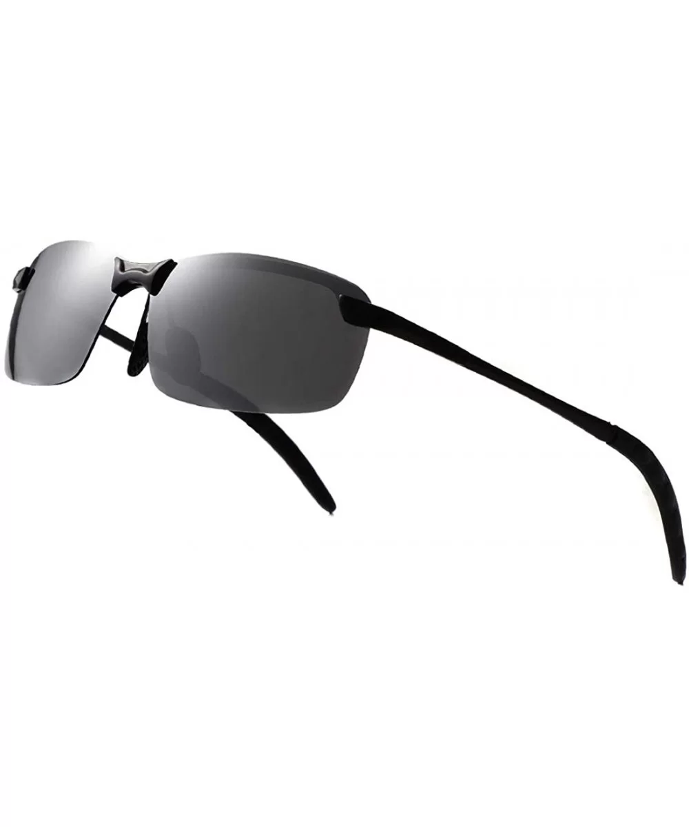 Rectangular Sunglasses for Men Women-Polarized UV400 Rimless Fashion Unisex Driving Sun Glasses - CC18QNSIMQZ $30.25 Rimless