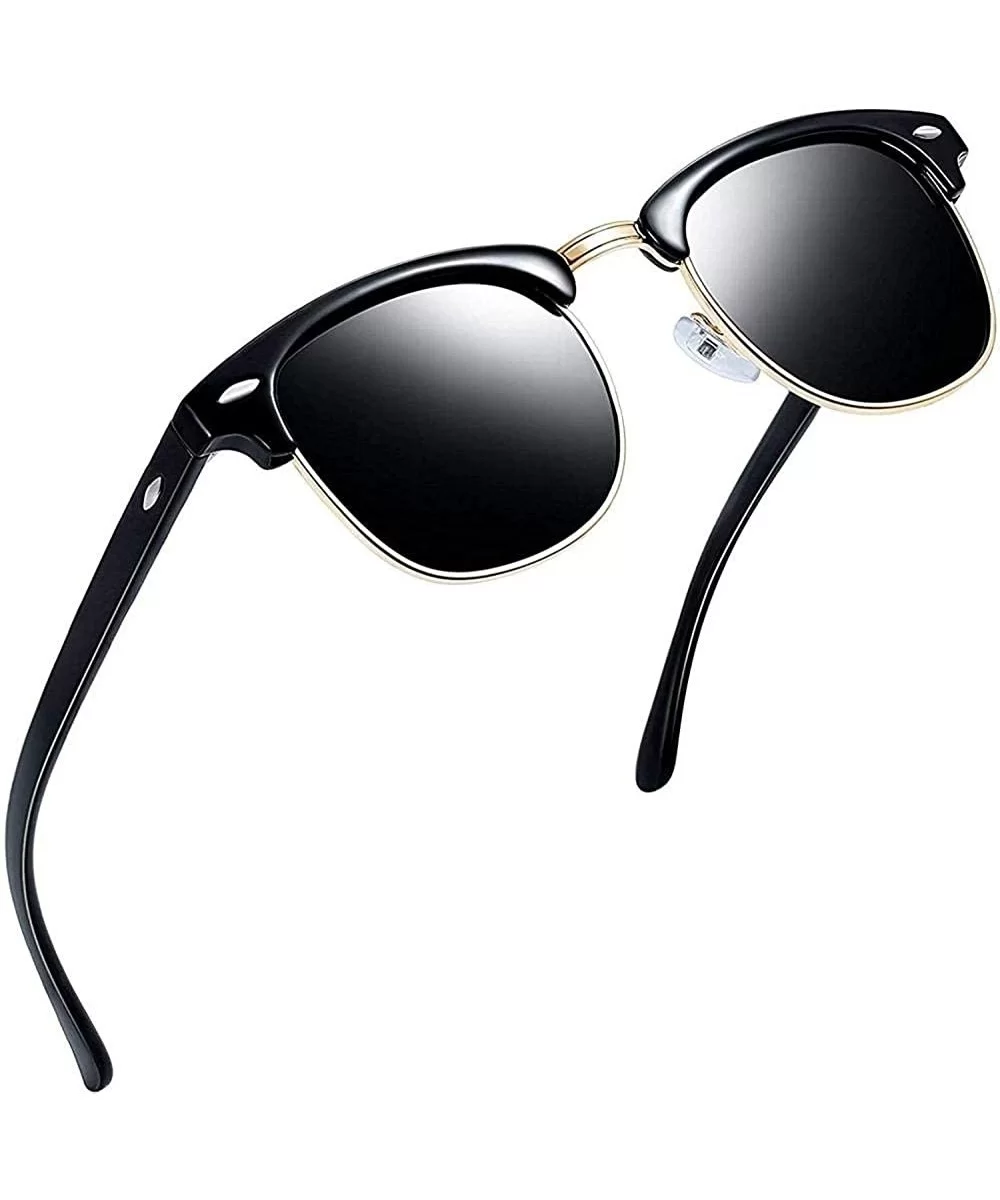 Retro Half Frame Polarized Sunglasses Men-Classic Style Sunglasses Women-Black simple packaging_Like the pictures - CM198NCZW...