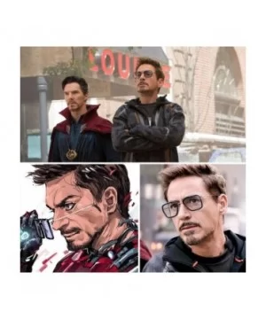 Tony Stark Sunglasses Vintage Square Metal Frame Eyeglasses for Men Women - Iron Man and Spider-Man Sun Glasses - CO18XTSH5EC...