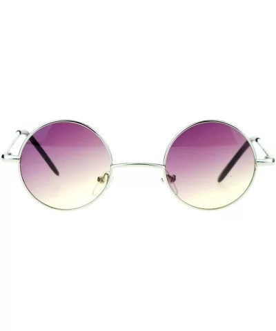 Extra Small Snug Color Gradient Retro Vintage Round Circle Lens Sunglasses - Silver Purple Yellow - CA11ZANZPUN $6.13 Round