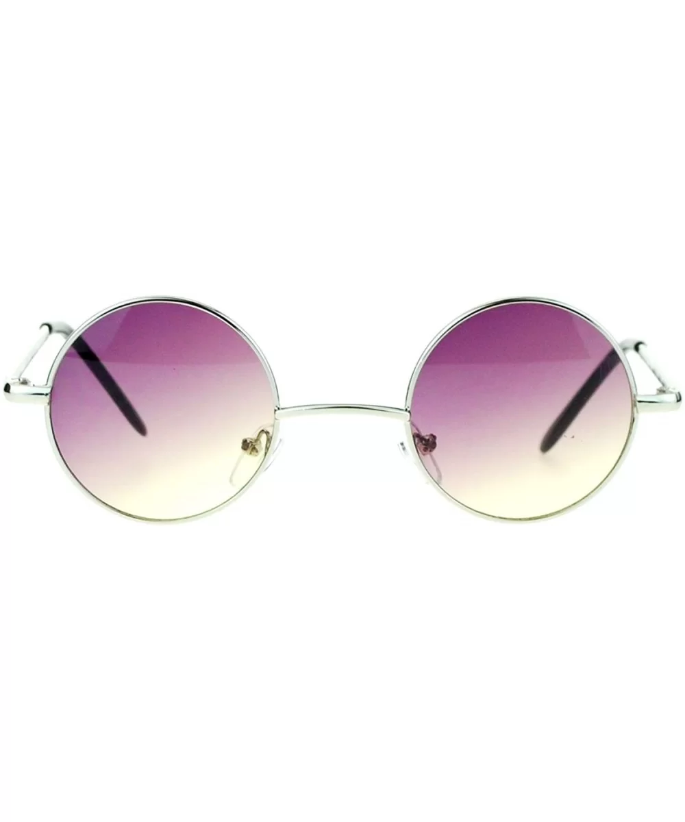 Extra Small Snug Color Gradient Retro Vintage Round Circle Lens Sunglasses - Silver Purple Yellow - CA11ZANZPUN $6.13 Round