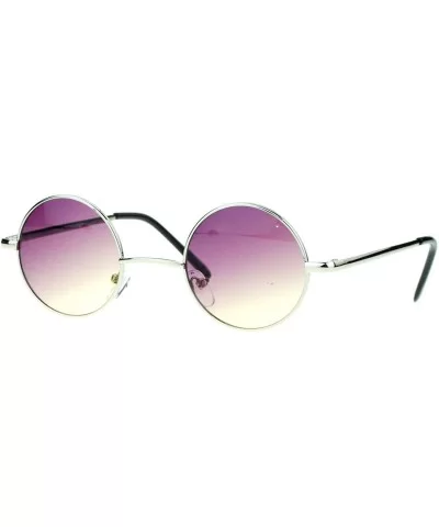 Extra Small Snug Color Gradient Retro Vintage Round Circle Lens Sunglasses - Silver Purple Yellow - CA11ZANZPUN $6.13 Round