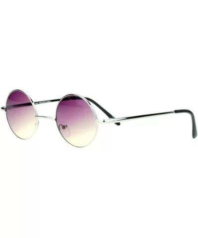 Extra Small Snug Color Gradient Retro Vintage Round Circle Lens Sunglasses - Silver Purple Yellow - CA11ZANZPUN $6.13 Round