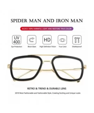 Tony Stark Sunglasses Vintage Square Metal Frame Eyeglasses for Men Women - Iron Man and Spider-Man Sun Glasses - CO18XTSH5EC...