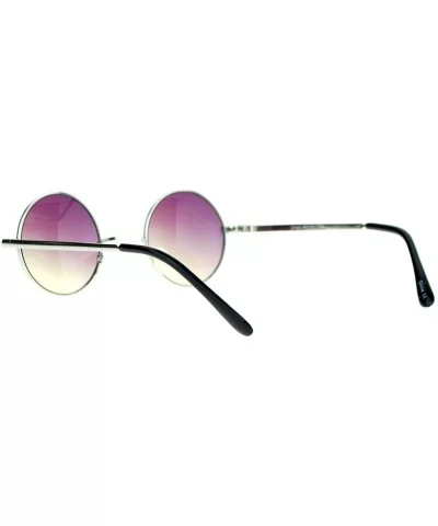 Extra Small Snug Color Gradient Retro Vintage Round Circle Lens Sunglasses - Silver Purple Yellow - CA11ZANZPUN $6.13 Round