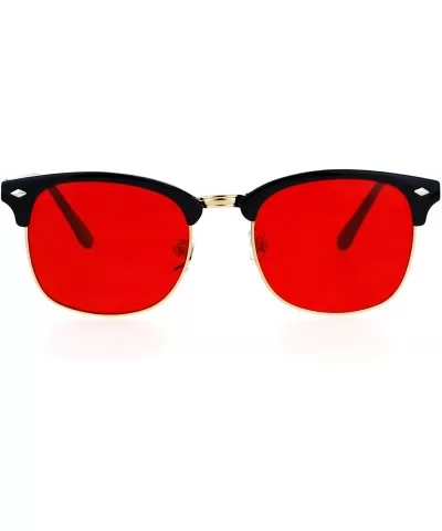 Mens Color Lens Half Horn Rim Classic Hipster DJ Sunglasses - Red - CX12O20SO7Q $7.83 Rectangular