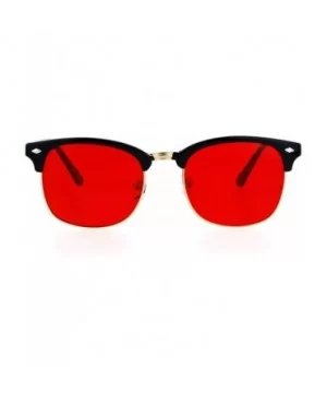 Mens Color Lens Half Horn Rim Classic Hipster DJ Sunglasses - Red - CX12O20SO7Q $7.83 Rectangular