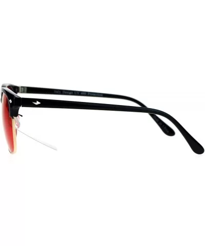 Mens Color Lens Half Horn Rim Classic Hipster DJ Sunglasses - Red - CX12O20SO7Q $7.83 Rectangular