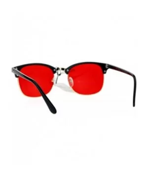 Mens Color Lens Half Horn Rim Classic Hipster DJ Sunglasses - Red - CX12O20SO7Q $7.83 Rectangular