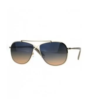 Rectangular Pilots Luxury Fashion Metal Rim Gradient Sunglasses - Gold Blue Peach - CI188I90OZZ $10.34 Rectangular