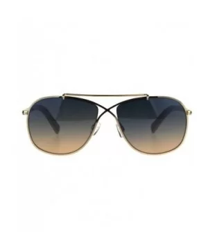 Rectangular Pilots Luxury Fashion Metal Rim Gradient Sunglasses - Gold Blue Peach - CI188I90OZZ $10.34 Rectangular