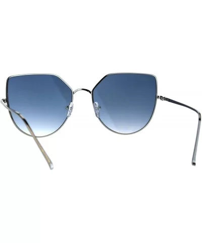 Womens Futuristic Flat Retro Cat Eye Style Pilots Metal Rim Sunglasses - Silver Blue - CU1869RGCK5 $9.62 Cat Eye