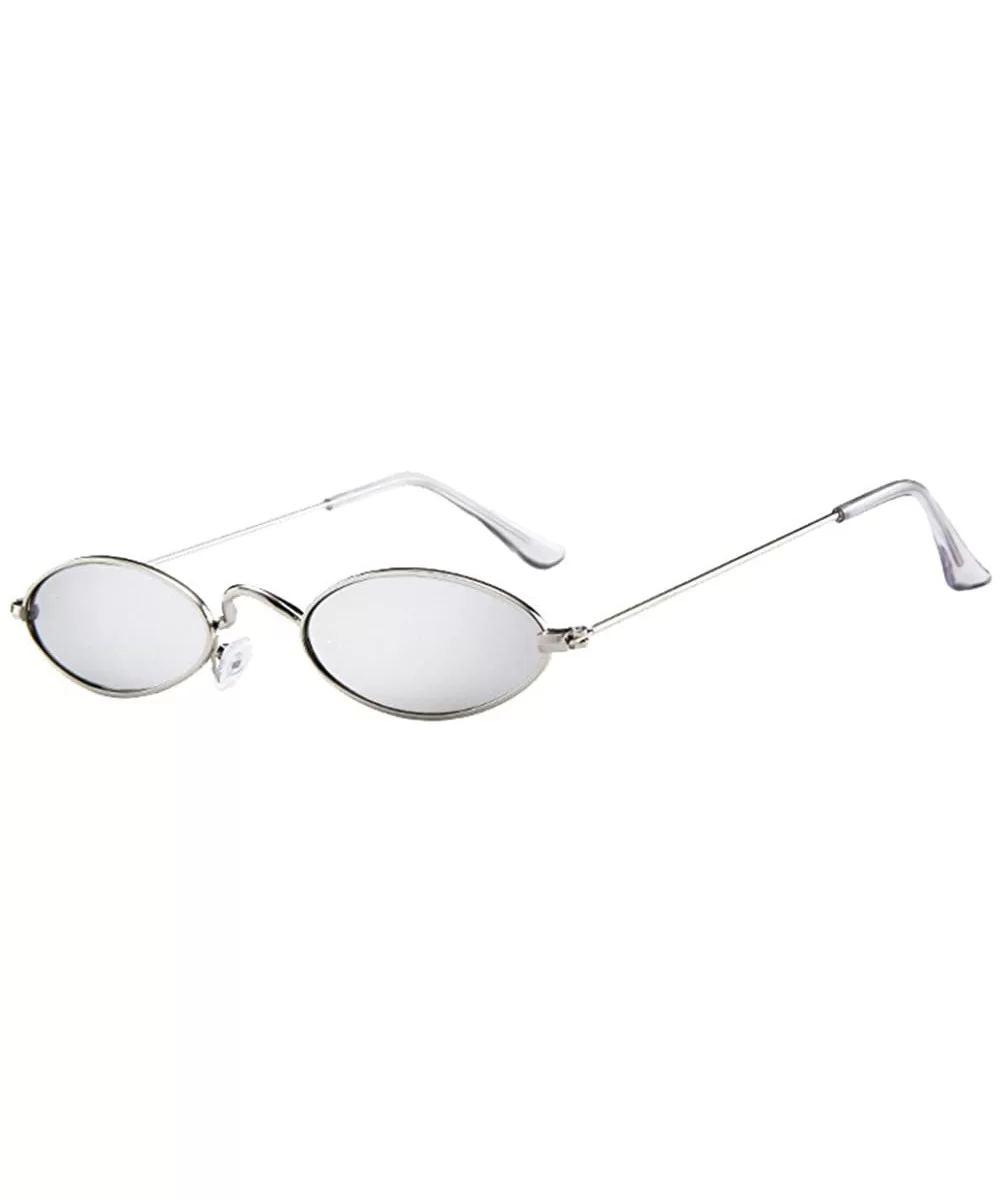 Fashion Mens Womens Retro Small Oval Sunglasses Metal Frame Shades Eyewear - G - CN18QKMUNTX $8.36 Goggle