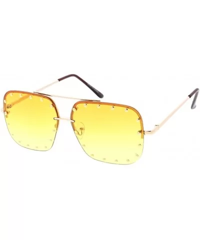 Fashion Classic Studded Square Aviator Sunglasses - Yellow - C518ASAX05Q $10.00 Square