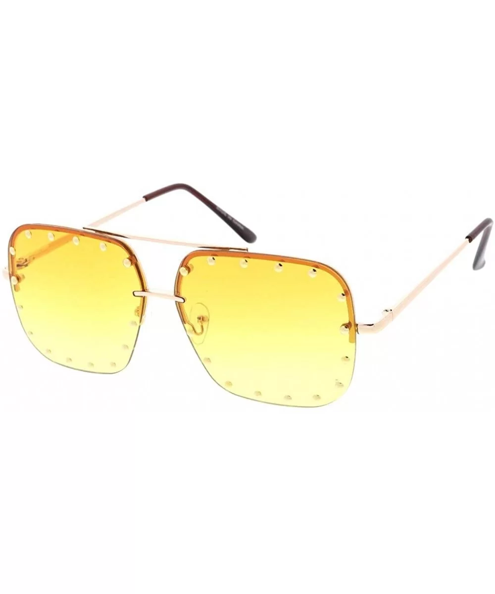 Fashion Classic Studded Square Aviator Sunglasses - Yellow - C518ASAX05Q $10.00 Square