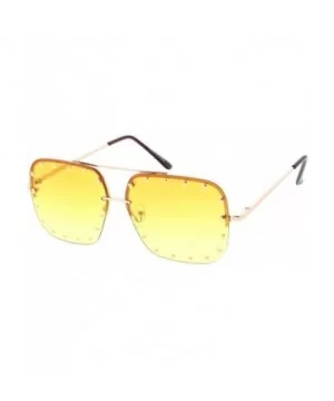 Fashion Classic Studded Square Aviator Sunglasses - Yellow - C518ASAX05Q $10.00 Square