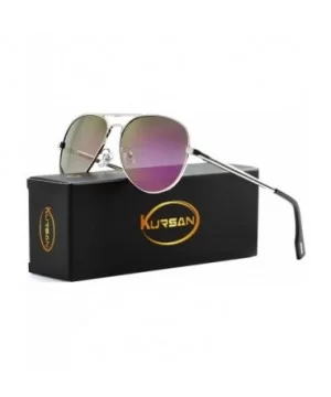 Polarized Aviator Sunglasses for Men Women Mirrored Lens - 100% UV400 Protection - 58MM - Silver/Purple Mirrored - CG198QCHR0...