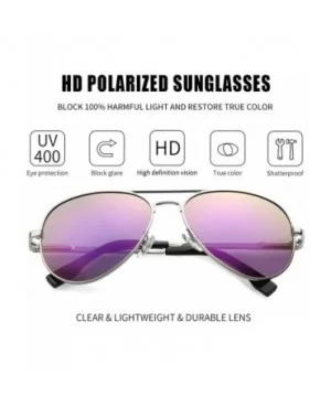 Polarized Aviator Sunglasses for Men Women Mirrored Lens - 100% UV400 Protection - 58MM - Silver/Purple Mirrored - CG198QCHR0...