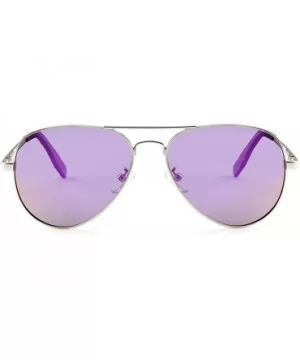 Polarized Aviator Sunglasses for Men Women Mirrored Lens - 100% UV400 Protection - 58MM - Silver/Purple Mirrored - CG198QCHR0...