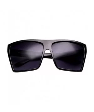 Large Retro Style Square Aviator Flat Top Sunglasses Shades - Black - Solid Lens - CX12BPTWW5R $8.48 Aviator