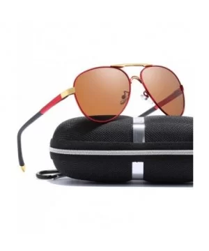 Luxury aviator Men's Polarized Driving Sunglasses shades For Men UV400 - Red Arm Gold Bridge Tea Lens - CJ18NZHGGZK $12.50 Go...