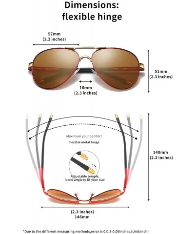 Luxury aviator Men's Polarized Driving Sunglasses shades For Men UV400 - Red Arm Gold Bridge Tea Lens - CJ18NZHGGZK $12.50 Go...