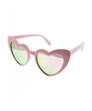 Heart Sunglasses - Cool 80s Retro Style Shades - Red - White - Pink - Black Frames - Pink - CA18RC0I39Q $6.59 Oversized