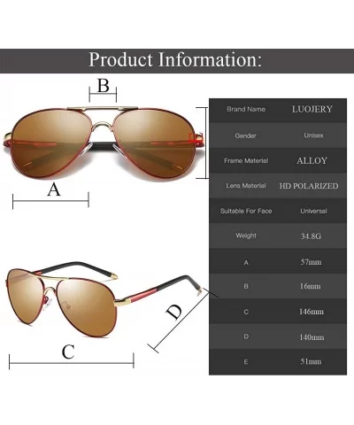 Luxury aviator Men's Polarized Driving Sunglasses shades For Men UV400 - Red Arm Gold Bridge Tea Lens - CJ18NZHGGZK $12.50 Go...