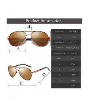 Luxury aviator Men's Polarized Driving Sunglasses shades For Men UV400 - Red Arm Gold Bridge Tea Lens - CJ18NZHGGZK $12.50 Go...