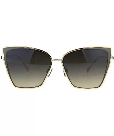 Trendy Fashion Sunglasses Womens Square Butterfly Metal Frame UV 400 - Gold Beige (Beige Smoke) - CS189U48G8C $6.47 Butterfly