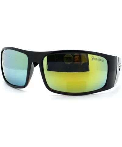 Insignia Optics Classic Men's Thick Temple Warp Around Biker Style Sunglasses - Black Orange - CJ11D2XK6SZ $7.44 Rectangular