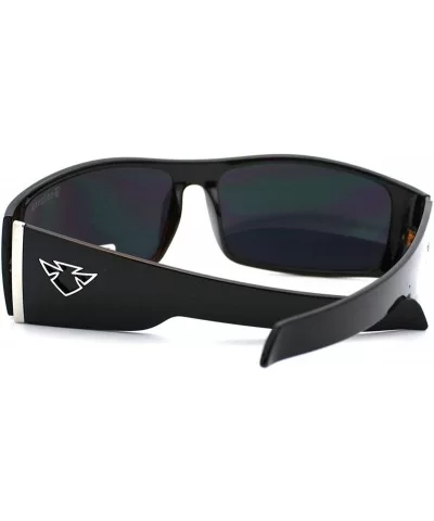 Insignia Optics Classic Men's Thick Temple Warp Around Biker Style Sunglasses - Black Orange - CJ11D2XK6SZ $7.44 Rectangular