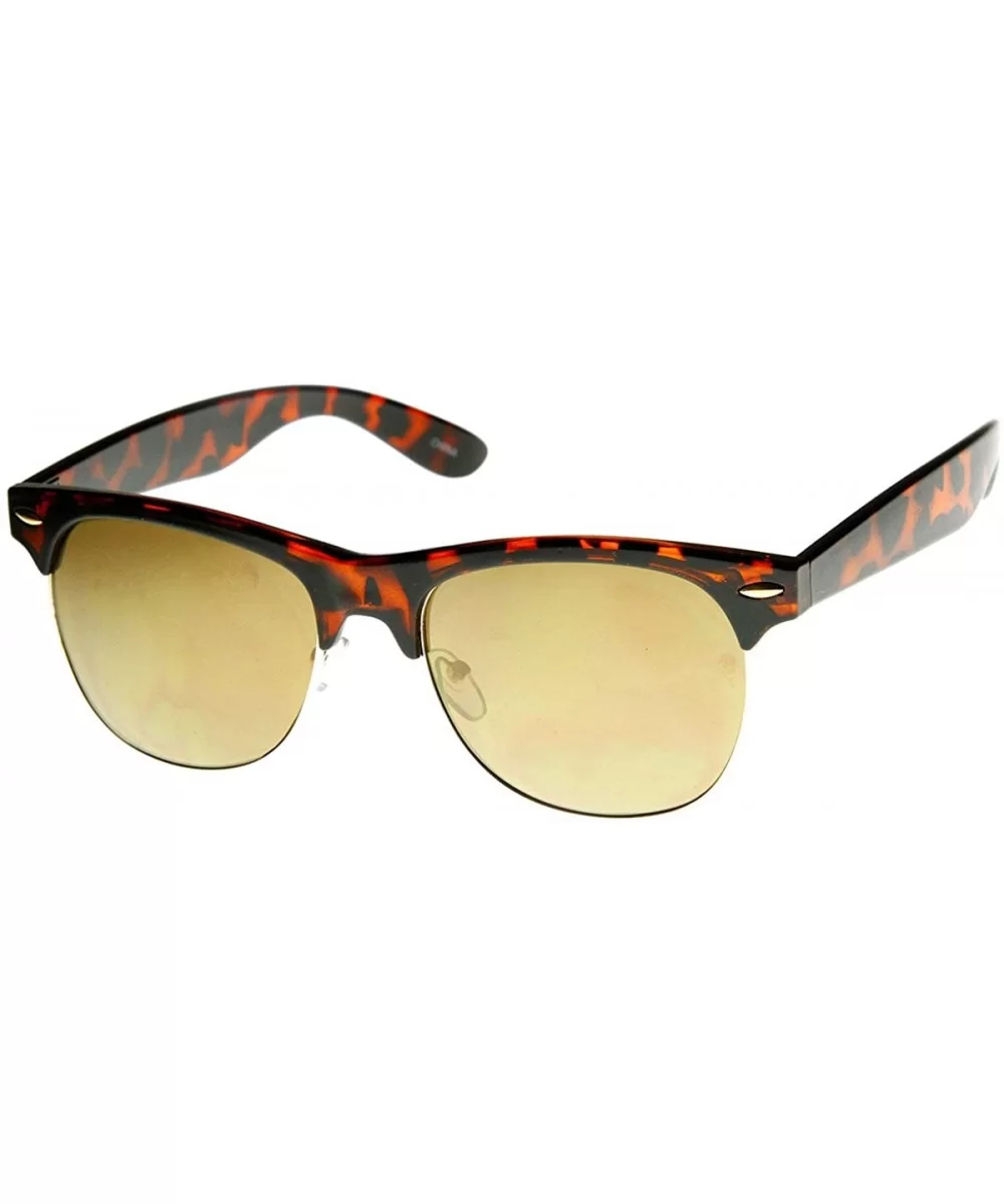 Classic Half Frame Flash Mirror Lens Horn Rimmed Sunglasses (Tortoise Brown) - CP11GHFS12N $8.21 Wayfarer