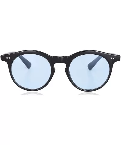 Vintage Round Wayfer Women's Sunglasses - Black Frame/Blue Lens - CQ18U74ZET2 $9.43 Round