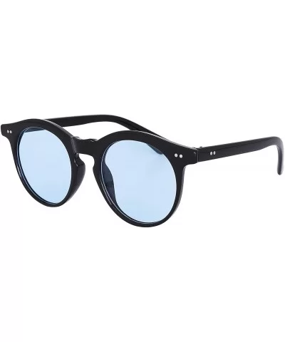 Vintage Round Wayfer Women's Sunglasses - Black Frame/Blue Lens - CQ18U74ZET2 $9.43 Round