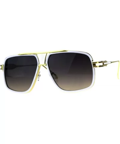 Oversize Luxury Mobster Racer Mens Designer Sunglasses - White Gold Smoke - CN18C90RYE0 $7.79 Oversized