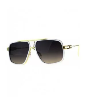 Oversize Luxury Mobster Racer Mens Designer Sunglasses - White Gold Smoke - CN18C90RYE0 $7.79 Oversized