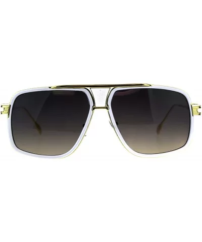 Oversize Luxury Mobster Racer Mens Designer Sunglasses - White Gold Smoke - CN18C90RYE0 $7.79 Oversized